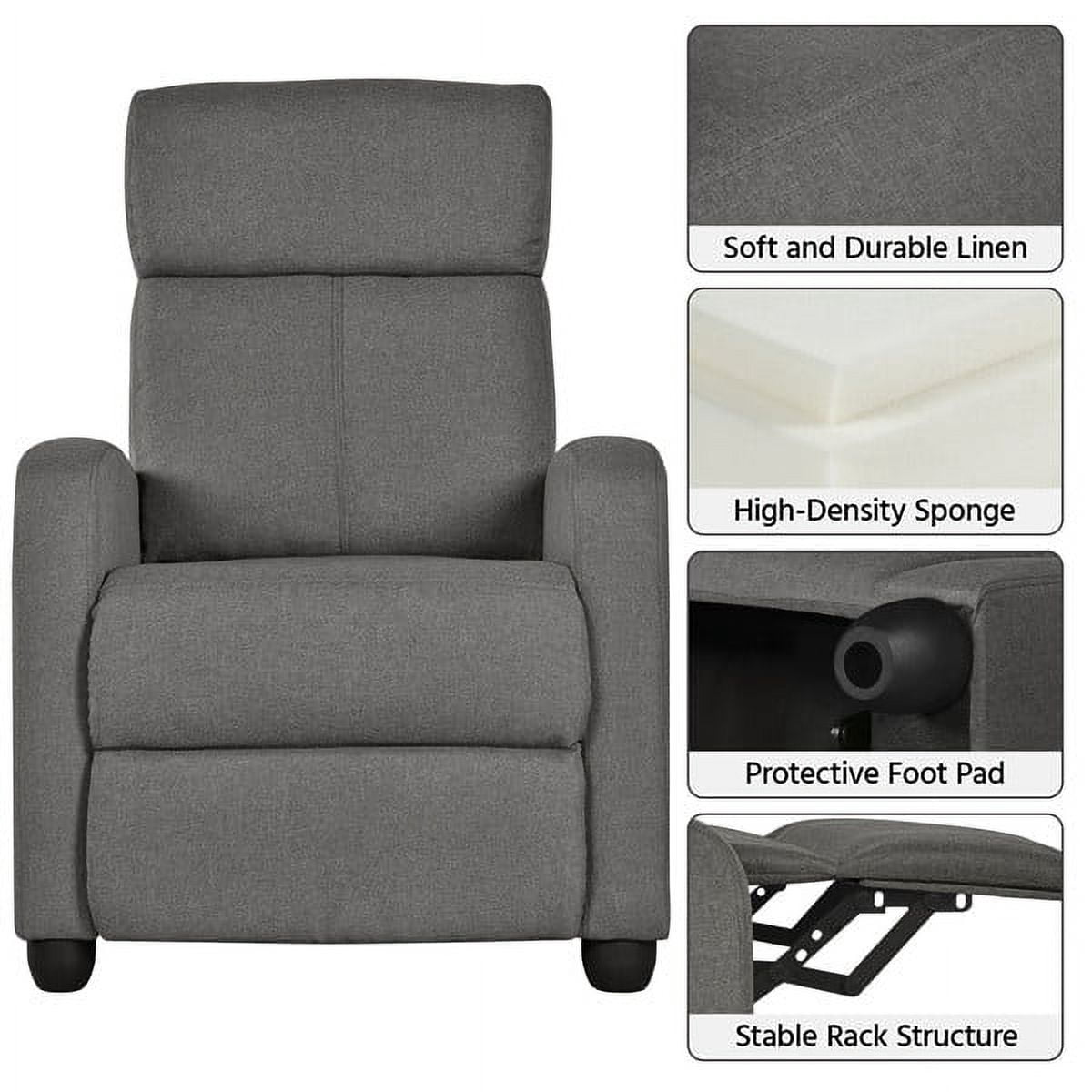Alden Design Modern Adjustable Fabric Recliner with Footrest, Set of 2, Gray
