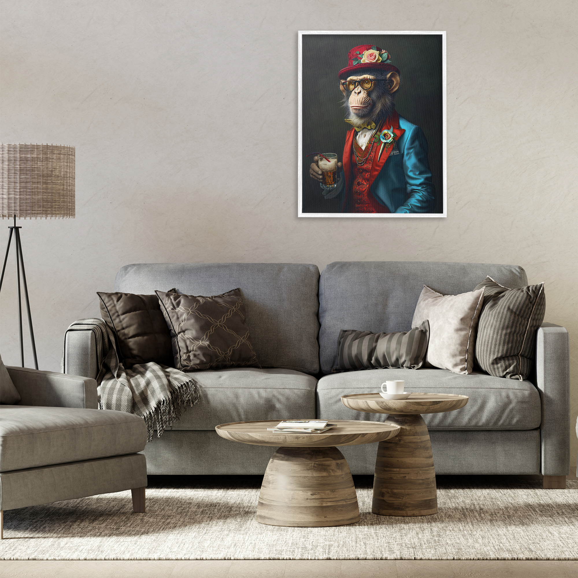 Stupell Industries Monkey with Fancy Outfit Animals & Insects Painting White Framed Art Print Wall Art, 24 x 30