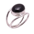 thumbnail image 4 of Black Onyx Oval 925 Sterling Silver Handmade Statement Women December Gemstone Boho Ring Size 13.5, 4 of 4