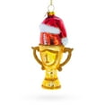 thumbnail image 3 of Football Trophy in Santa Hat Glass Christmas Ornament, 3 of 4