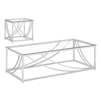 Lille 2-piece Glass Top Coffee And End Table Set Chrome