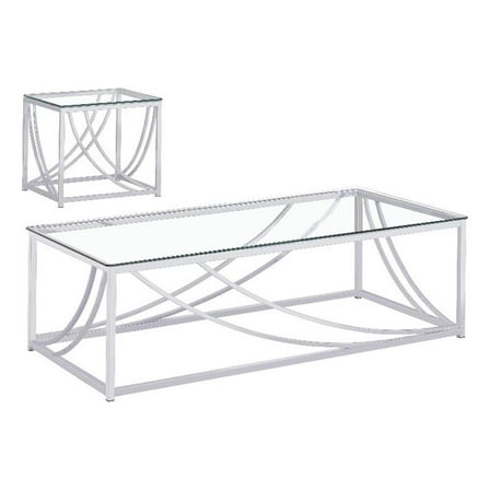 Lille 2-piece Glass Top Coffee And End Table Set Chrome