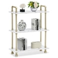 thumbnail image 1 of Ivinta Bookshelf 3-Tier Bookshelves, Open Etagere Bookcase, Simple Wood Shelves with Metal Frame (White Faux Marble Shelf), 1 of 10