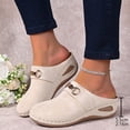 thumbnail image 2 of Dakaela Suede Closed Toe Clogs Women Arch Support Wedge Slip on Mules Orthopedic Backless Walking Shoes Indoor Outdoor (Beige,6), 2 of 8