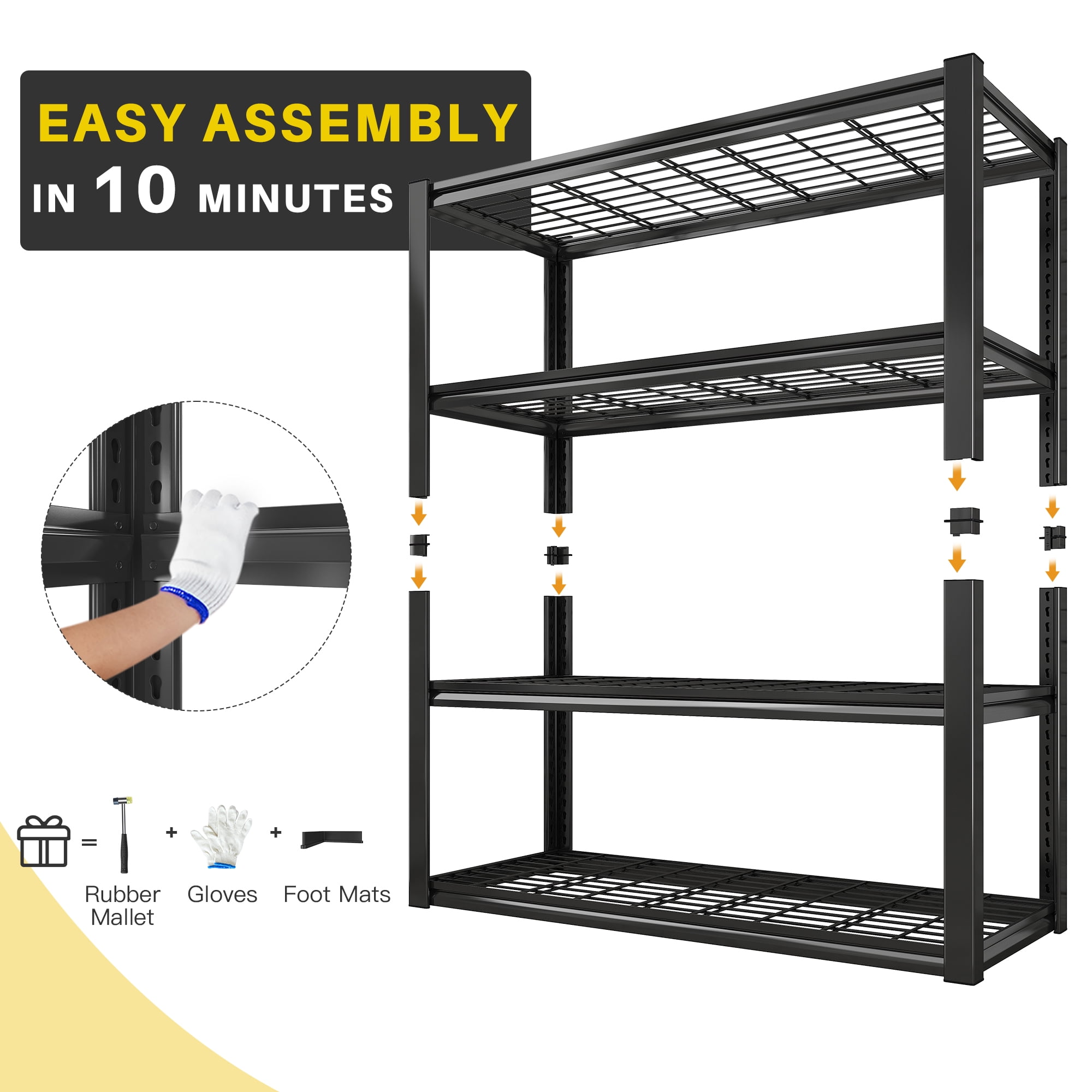 REIBII 2200LBS Garage Shelving Units Heavy Duty  Adjustable Metal Shelving 4 Tier Storage Shelves,39.4" W x 19.7" D x 59.9H
