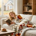 thumbnail image 4 of Fall Pumpkin Flannel Throw Blanket, Soft Warm Flannel Sherpa Fleece Throws Orange Pumpkins Leaves Blanket for Couch Bed, Cozy Autumn Throw Blankets Farmhouse Thanksgiving Home Decor, 50"x60", 4 of 6