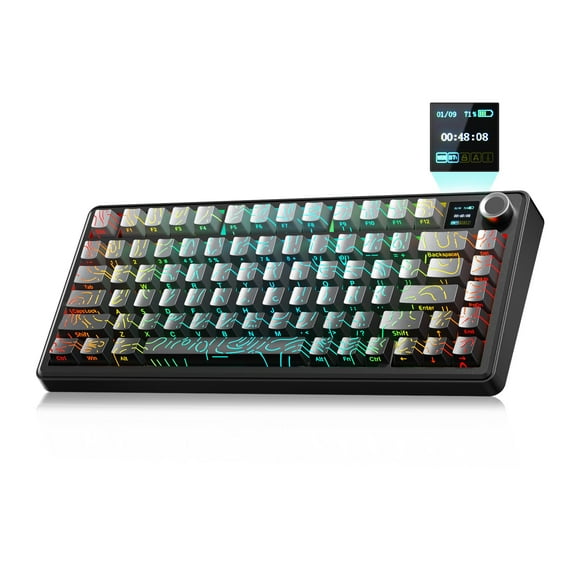 Teclado inalámbrico para juegos LEOBOG x Aula F75 MAX con pantalla inteligente
