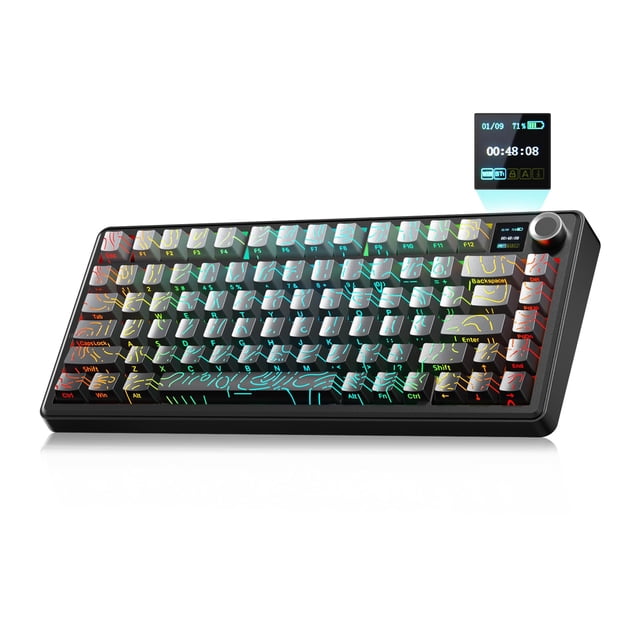 Teclado inalámbrico para juegos LEOBOG x Aula F75 MAX con pantalla inteligente