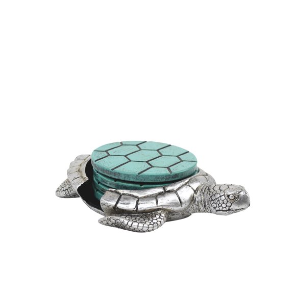 Beach Sea Turtle Drink Coasters Set 4 Nautical Coaster Holder Coastal Kitchen Home Decor