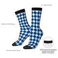 thumbnail image 4 of Pofeuu Blue Squares Print Crew Socks, Adult Running Hiking Socks for Youth and Adult, 4 of 6