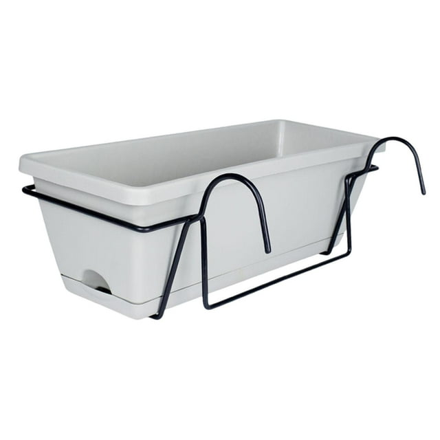 Maytalsory Rectangular Window Box Fence Potted Convenient For Decorating Small Spaces With Beautiful Plants Balcony Railing Planter light gray