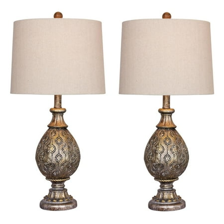 - Two Luxury Lamps Without The Luxury Cost! Fangio Lighting's 1600 Pair of 27 in. Rust Grey Moroccan Filigree Pedestal Urn Metal Table Lamps