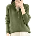 thumbnail image 2 of AGWOLF Womens Ribbed Knit Sweaters Lapel Collar Half Zip Up Pullover LIghtweight Solid Basic Tops, 2 of 3