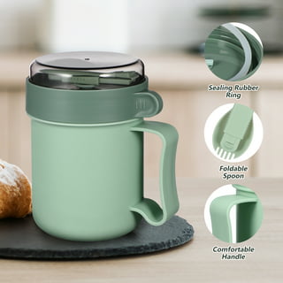 Kook 25-Oz Soup Cup Travel Mug with Handle & Microwave Lid, Set of 2 Mint &  Pink 