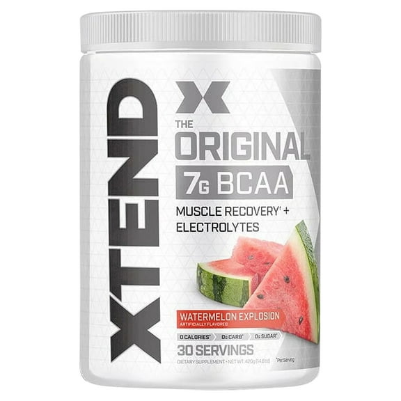 XTEND Original BCAA Powder, Sugar Free Post Workout Muscle Recovery Drink with Amino Acids and 7g BCAAs, Watermelon Explosion Flavor, 30 Servings