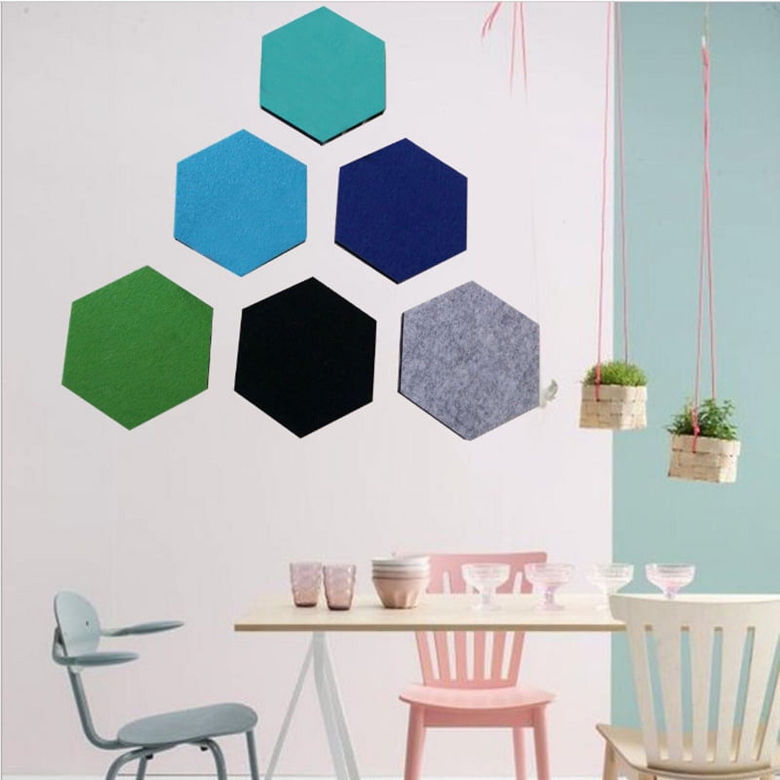 Fovasen 8 Pcs Felt Hexagon Cork Board Tiles, Self-Adhesive Notice Board Pink Wall Tiles With Push Pins For Home Office Classroom Wall Decor, Pink