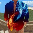 thumbnail image 3 of Camisas Para Hombre Manga Larga De AlgodóN Camiseta de manga larga con estampado 3D digital y cuello con botones sueltos para hombre junto al mar para ocio (Blue, XXL), 3 of 4