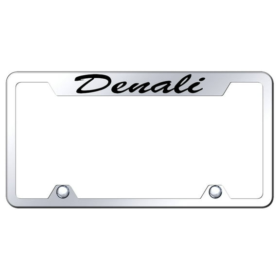 GMC Denali Script Satinless Steel Truck Cut-Out License Plate Frame (Chrome)