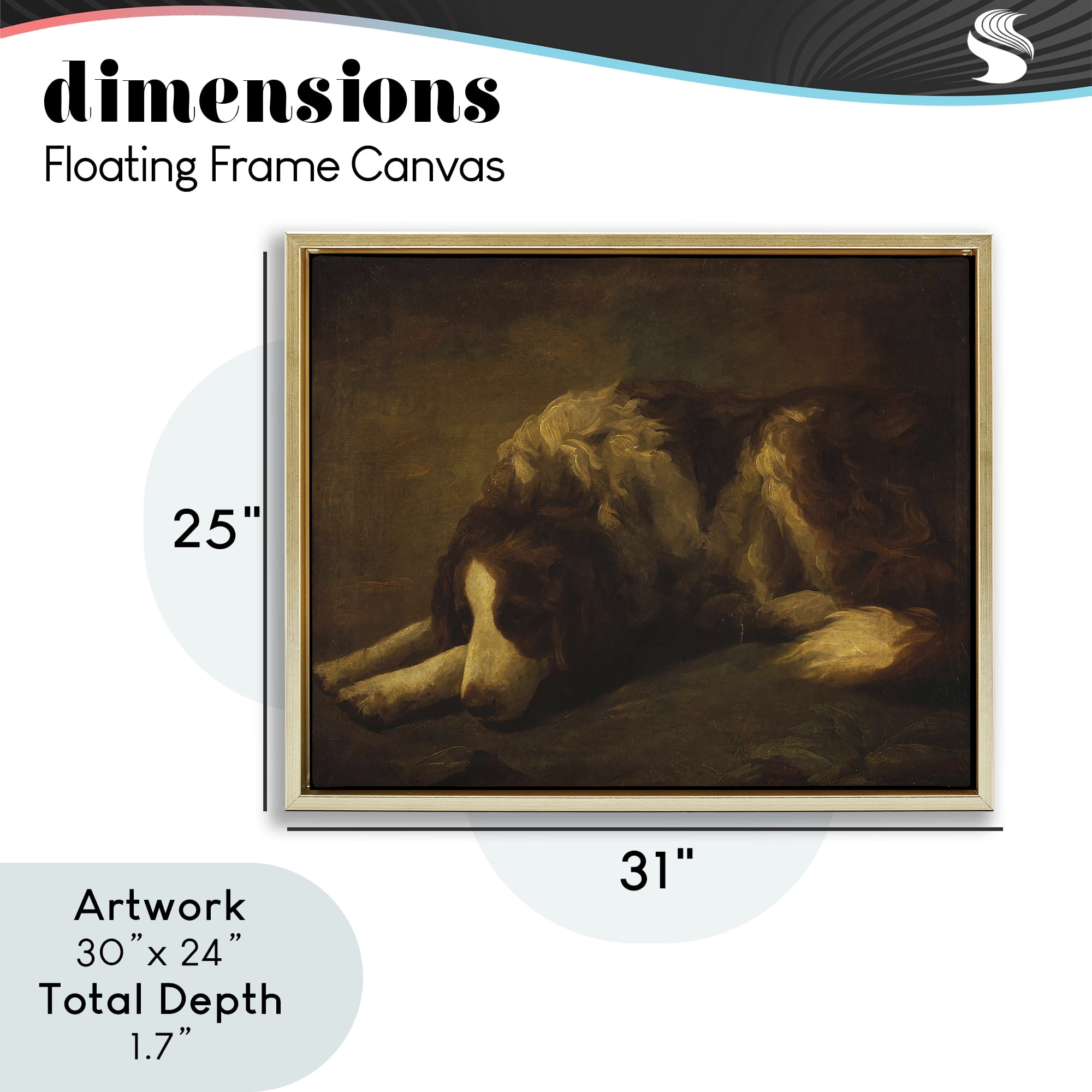 Stupell Industries Dim Lighted Classic Dog Gold Framed Floater Canvas Wall Art, design by Lil' Rue