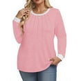 thumbnail image 6 of Fantaslook Women Blouses Color Block Long Sleeve Shirts Pleated Fall Tops Fashion Dressy Blouses, 6 of 8