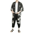 thumbnail image 2 of YM YOUMU Men Japanese Loose Long Kimono Yukata Outwear Bathrobe Cardigan Tops, 2 of 5