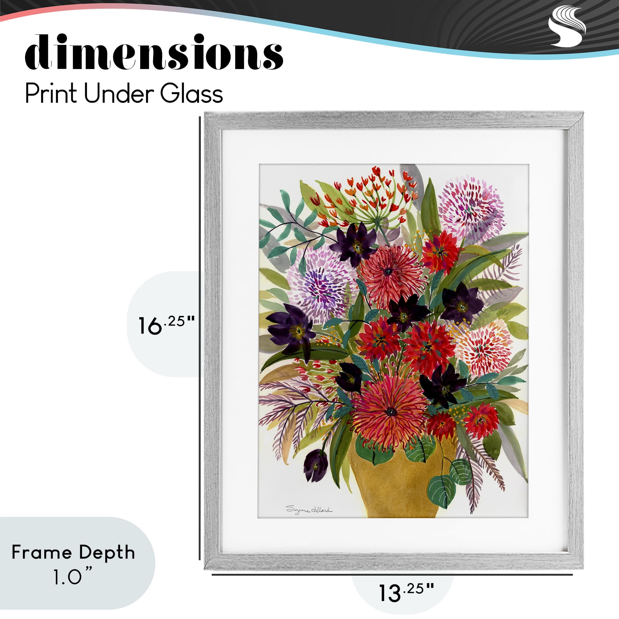 Stupell Industries Celebration Flower Bouquet Gray Framed Print Under Glass, design by Suzanne Allard