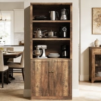 CATLK 81.5" Tall Kitchen Pantry Cabinet with Countertop, Fluted Hutch with 3 Open Shelves & USB Port, Storage Cupboard for Dining Room, Living Room