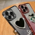 thumbnail image 2 of for iPhone Case,Glitter Crystal Diamend Rhinestone Sparkle Sparkly Love Heart Mirror Gradient Bumper Camera Lens Protection Soft Shockproof Phone Case (Gold,iPhone 13 Pro Max), 2 of 6