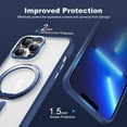 thumbnail image 6 of for iPhone 11 Phone Case with 360° Rotatable  Ring Stand [Compatible with Mag-Safe] [-Grade Protection] Translucent Back iPhone 11 Case 6.1" for Women Men, Blue, 6 of 14