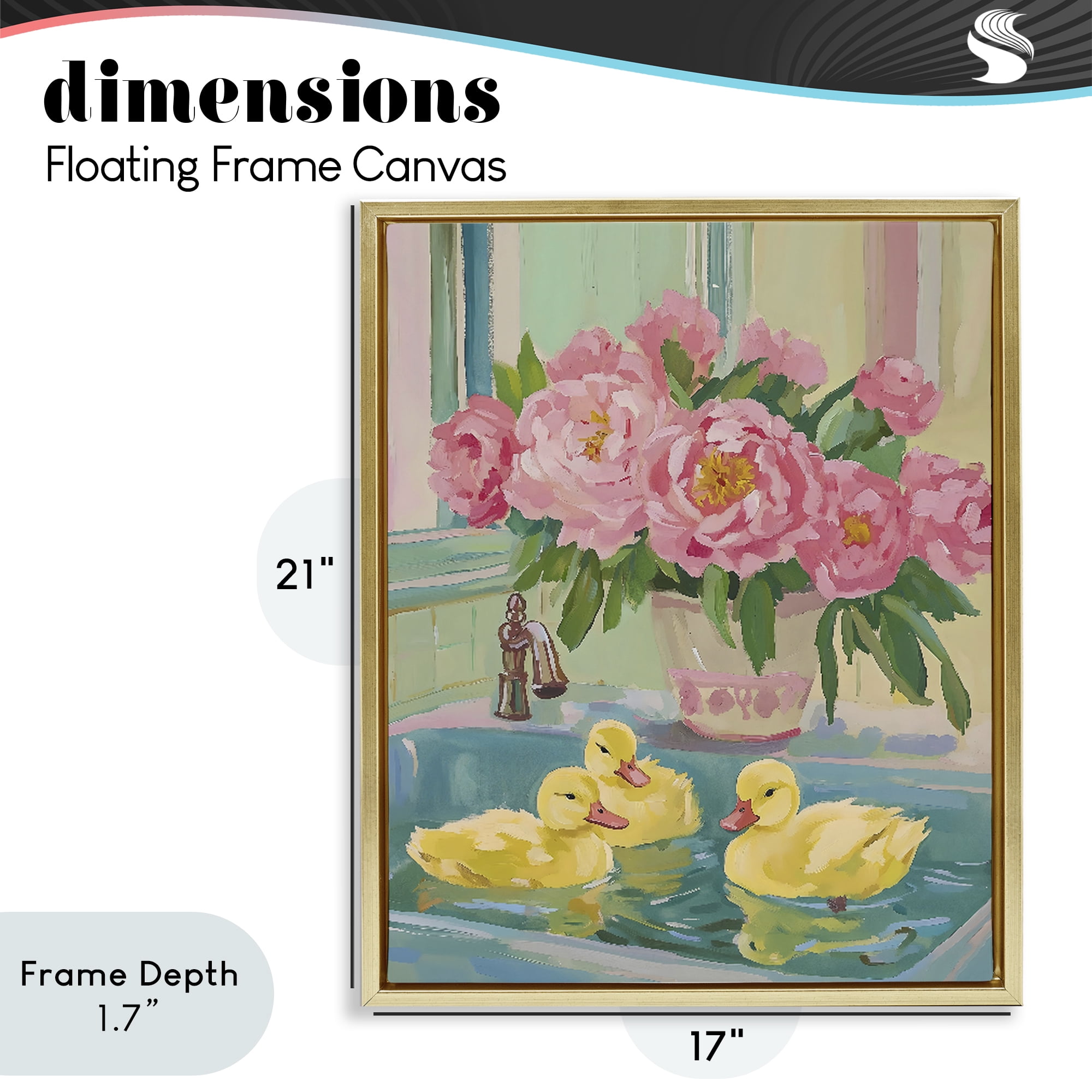 Stupell Industries Ducks in Sink Bath Gold Framed Floater Canvas Wall Art, design by The Prints Vibe