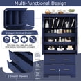 thumbnail image 5 of Harper & Bright Designs Tall Farmhouse Kitchen Pantry with 4 Doors, Dining Storage Cabinet with Pull-Out Trays, Freestanding Storage Cabinets with Drawers and Cake Pan Storage Organizer, Blue, 5 of 20