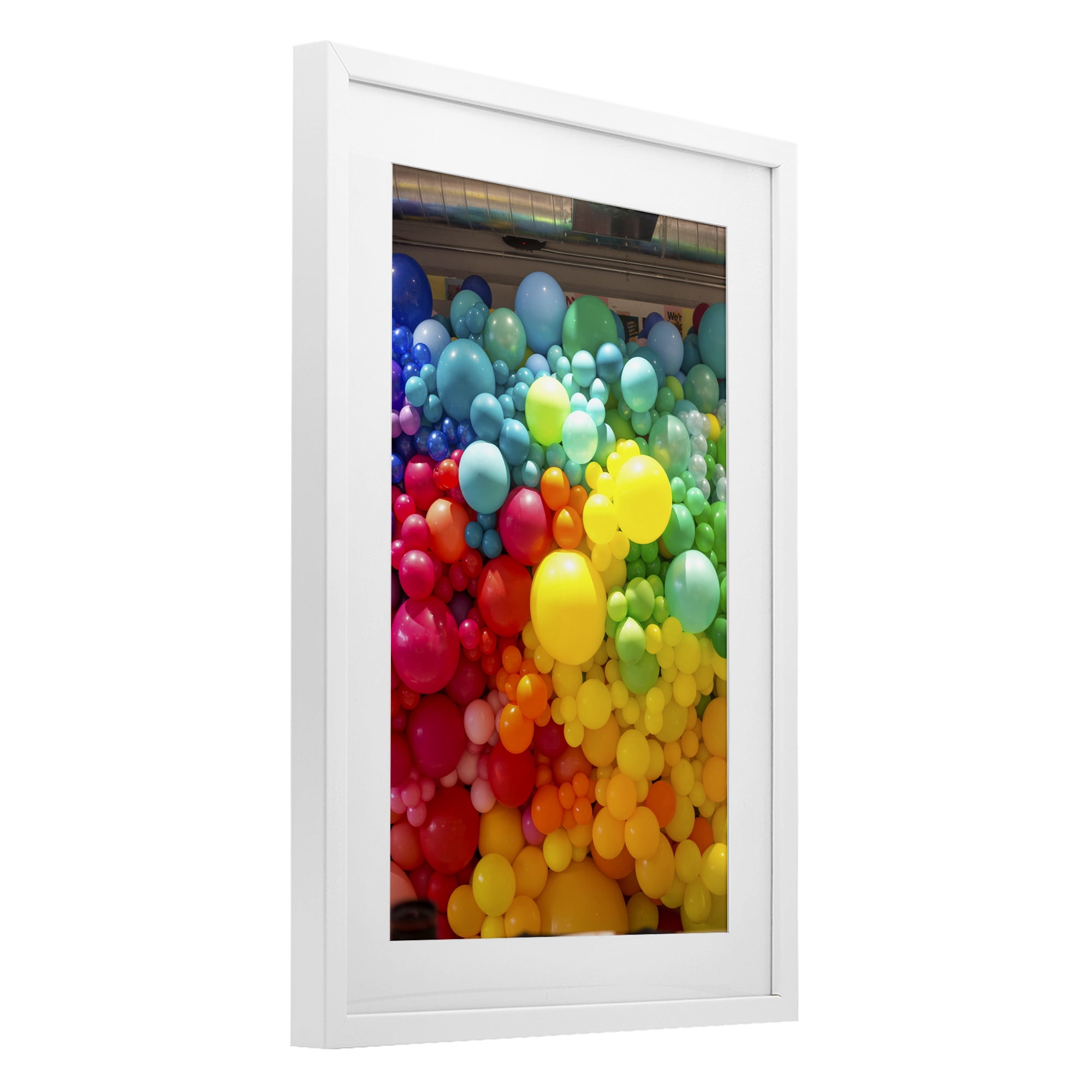 Stupell Industries Lively Colorful Balloons White Framed Print Under Glass, design by LISH Creative