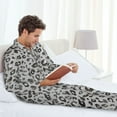 thumbnail image 4 of Mens Pajamas Set, Wild Animal Leopard Print Button Down Long Sleeve Loungewear Sleepwear Pjs sets for Men, 4 of 5