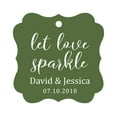 thumbnail image 1 of Darling Souvenir Personalized Fancy Frame Paper Tags Wedding Sparklers Let Love Sparkle Custom Hang Tags-Olive Green-50 Tags, 1 of 1