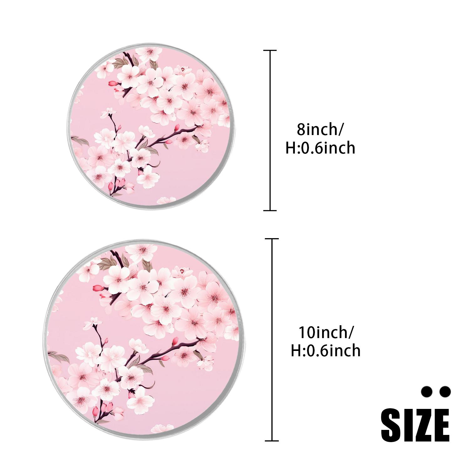 Round Stove Burner Covers 4 Pcs Metal Electric Stove Burner Covers 8Inch And 10Inch ,Pink Cherry Blossom print