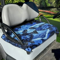 Renewold Golf Cart Seat Cover Soft Golf Cart Seat Towel Blanket Fits for EZGO Yamaha Club Cars and More 2-Seat Golf Cart, Sea Turtle Hibiscus Blue