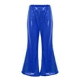 thumbnail image 2 of Teen Girls Dance Sequin Blue Dance Short Sleeve Top and Flared Pants Two Piece Outfit Set Girls Disco Outfit Performance Dancewear 14-16 Years, 2 of 8