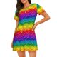 thumbnail image 1 of Balery Bright Rainbow Camisón de manga corta con cuello redondo para mujer, cómodo y elegante., 1 of 6