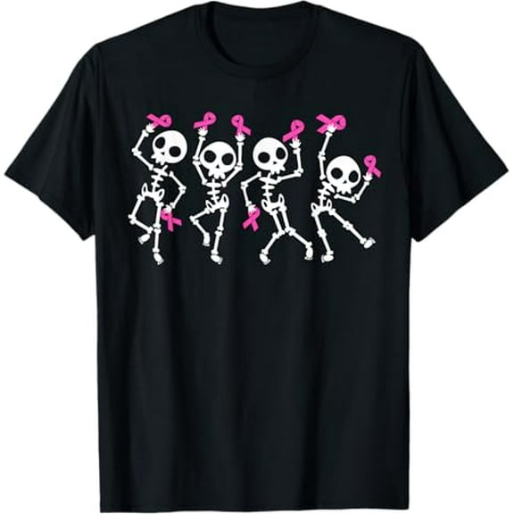 Pink Ribbon Breast Cancer Awareness Skeleton Women Men T-Shirt tee