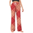 thumbnail image 3 of RKSTN Pajama Pants Men Plaid Print Plus Size Elastic Drawstring Waist Color Block Relaxed Wide Leg Long Pants with Pockets Unisex, 3 of 6