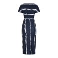 thumbnail image 4 of OKBOP Robe Fendue-Robe de Soirée Mode Été Aguichant Décontractée Épaules Dénudées Manches Rayées Imprimées Robes Printemps Femmes Liquidation, 4 of 7