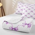 thumbnail image 4 of Homewish Kawaii Bow Twin Quilt Set For Girls,Purple Bowknot Bowtie Twin Coverlet Set,2 Pieces, 4 of 7