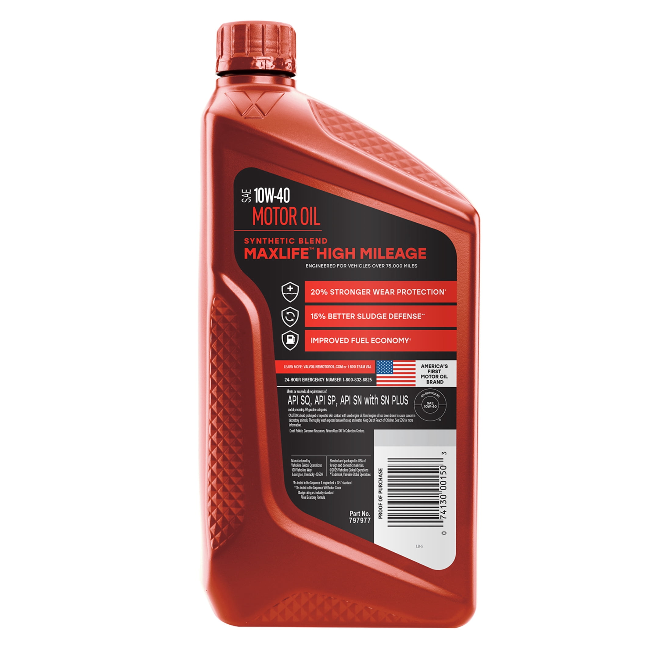 (2 pack) Valvoline MaxLife High Mileage 10W-40 Synthetic Blend Motor Oil 1 Quart