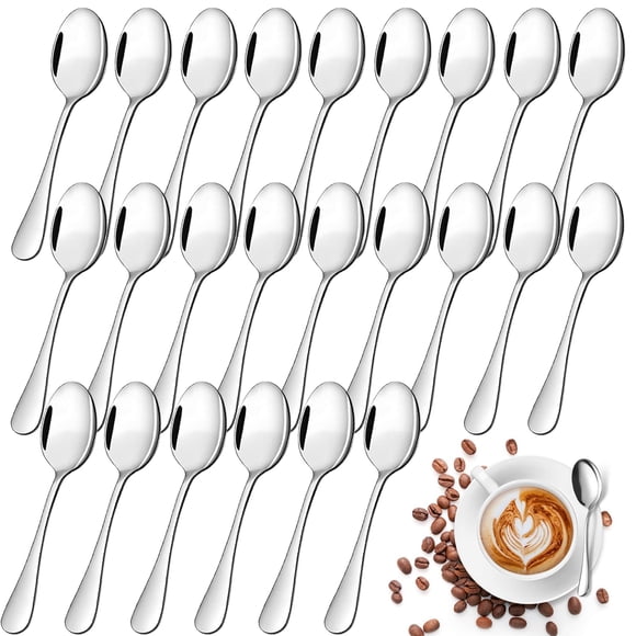 MYAIOL 24 PCS Cucharas Para Café, Cucharas de Té, Cucharillas de Acero Inoxidable, Cucharas Cafeteras de 14cm para Té, Café, Postre, Pastel