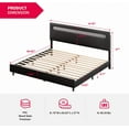thumbnail image 6 of Muzz King Size LED Bed Frame - Modern Black Upholstered Faux Leather Platform Bed with 16 Color Changing LED Lights Headboard, Solid Wooden Slats Support (Black, King), 6 of 6