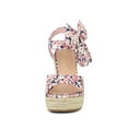 thumbnail image 6 of BLISSFUL STEP Inspired Women's Shoes Floral Printed Bow Tie Platform Slingback Espadrille Wedge Sandals Pink 8, 6 of 7