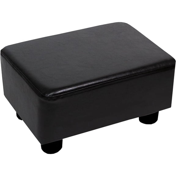 Small Foot Stool Ottoman Footstool with Legs Under Desk Footrest for Living Room Bedroom and Office, Black