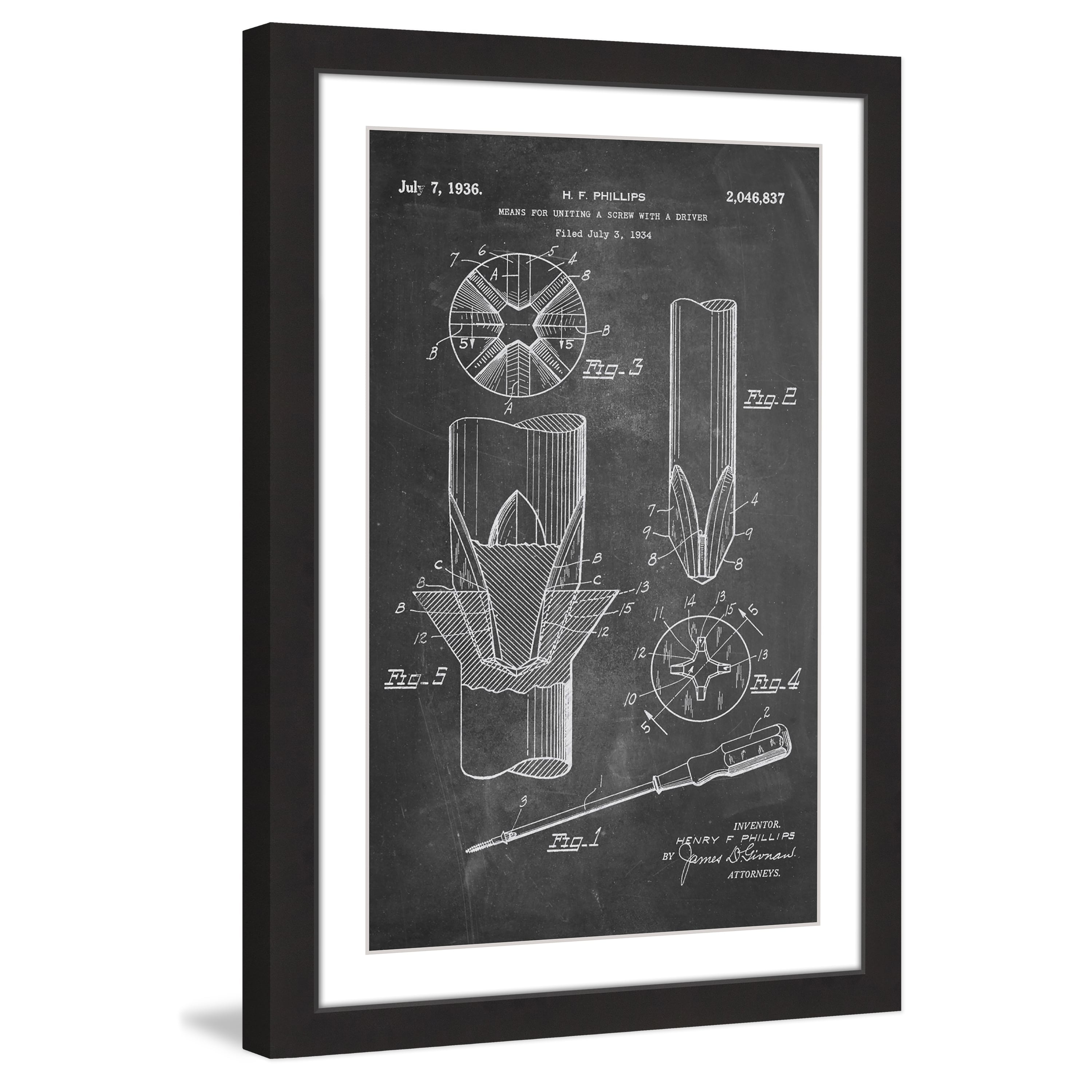 "Screwdriver 1936 Chalk" Framed Painting Print