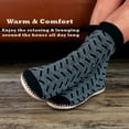 thumbnail image 4 of Cozylook Men's Fuzzy Non-slip Slipper Socks, Cable Knit Moccasin Boots, Warm Fluffy Sherpa Lined Indoor House Shoes, Cozy Winter Gifts for Him, Grey/Black Adult Size 12-13, 4 of 7