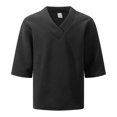 thumbnail image 5 of TAGOLD Mens Summer Short Sleeve V-Neck Blouses & Shirts Solid Color Knitted Casual Wear Top, 5 of 5